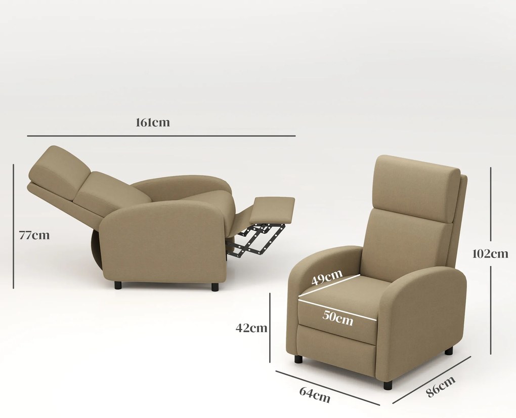 HOMCOM Fotoliu relaxant fotoliu inclinabil lounge fotoliu de relaxare - spătar reglabil până la 160° suport pentru picioare integrat | Aosom Romania
