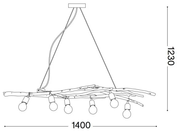 Lustră pe cablu Ideal Lux DRIFTWOOD 6xE27/60W/230V guava