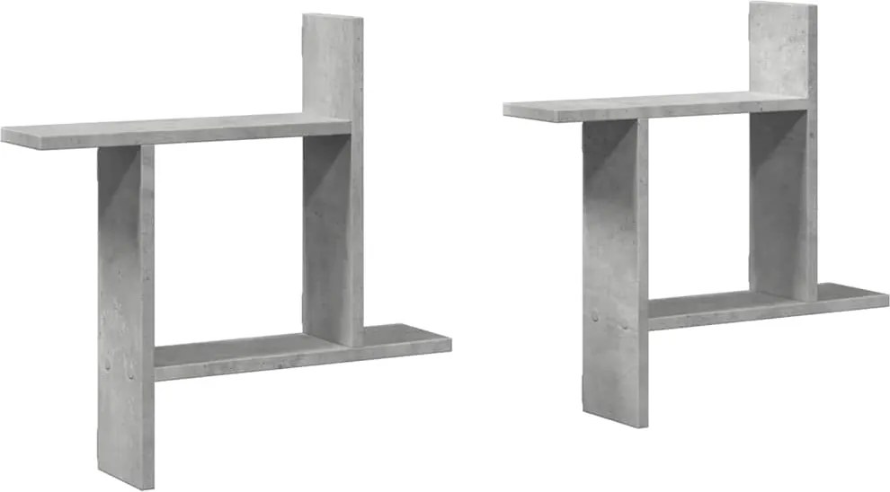 vidaXL Rafturi perete, 2 buc., gri beton, 50x12x50 cm, lemn prelucrat