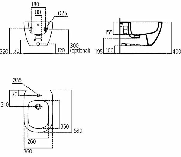 Bideu suspendat alb mat Ideal Standard Tesi