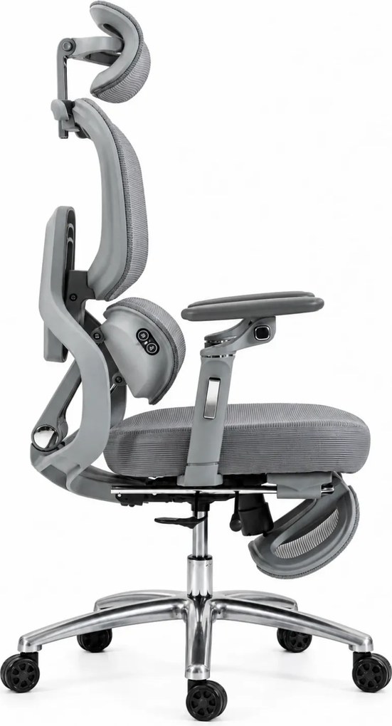 VIGOCHAIR ULTRA PRO FOAM SEAT Scaun ergonomic, spatar reglare verticala, suport lombar cu masaj si incalzire, sezut translatie, cotiere 6D, suport picioare, Gri