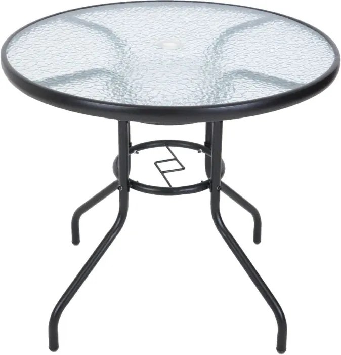 Masă de grădină ZWMT Ø 80 cm metal cu blat din sticlă