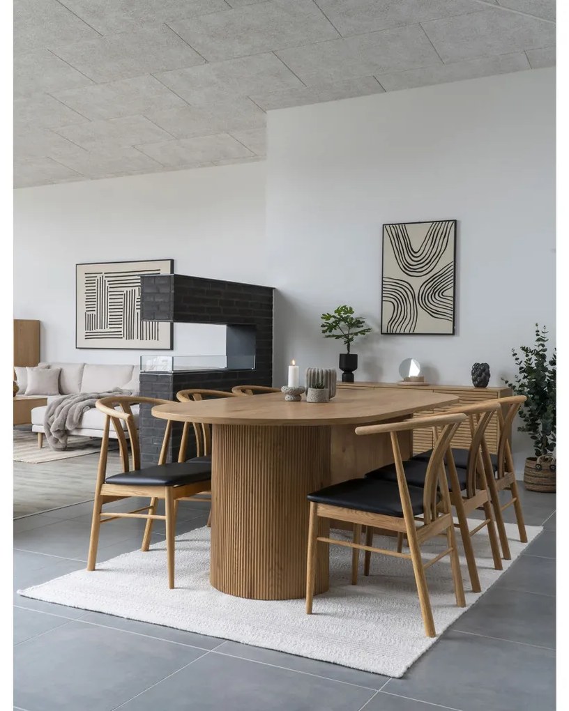 Scaun de dining Artenara, stejar cu scaun PU, natural/negru