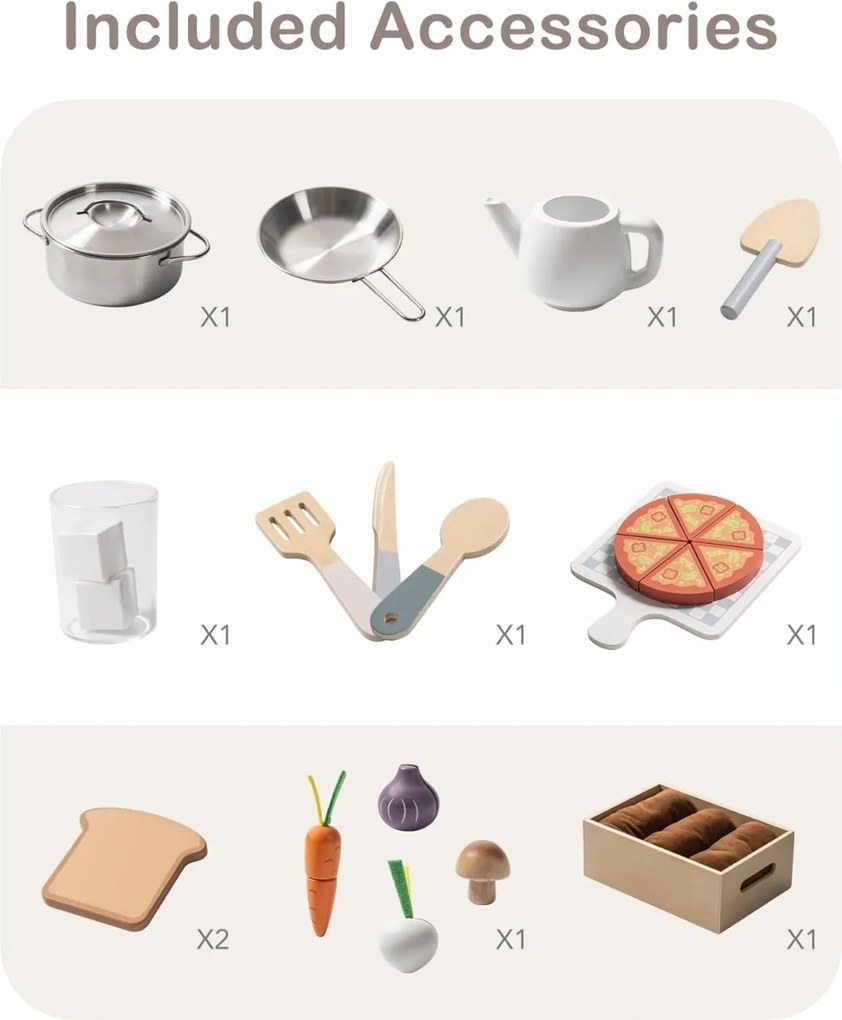 Bucatarie copii din lemn White Planting