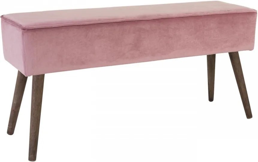 Bancheta roz din catifea si lemn Popy Zago