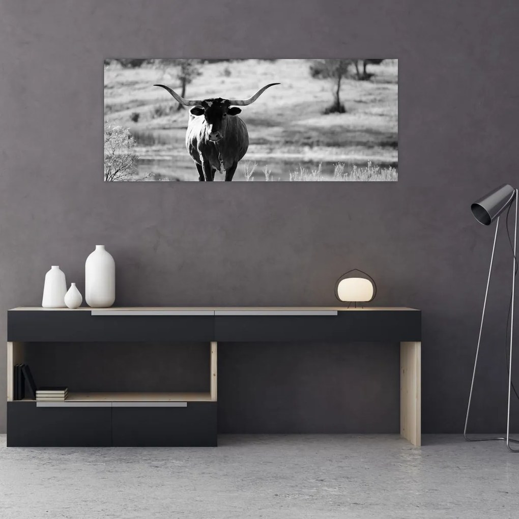 Tablou - Vacă,alb-negru (120x50 cm)