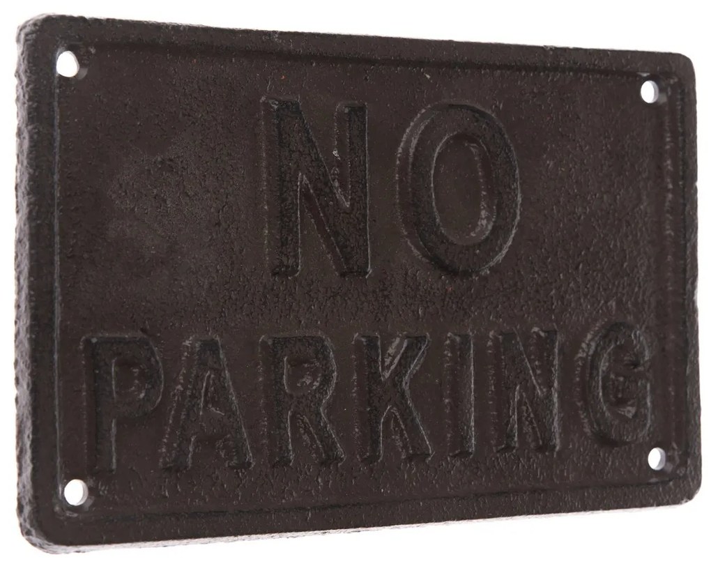Decor de perete din fontă "NO PARKING" negru, 11 x 18 cm