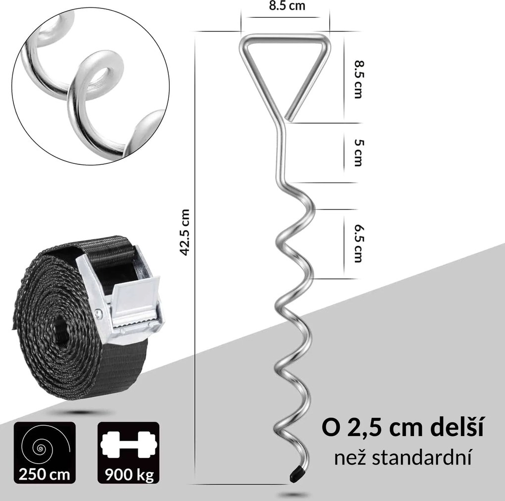 Set de ancore pentru sol, 4 bucăți, 42,5x8,5cm, argintiu Monzana