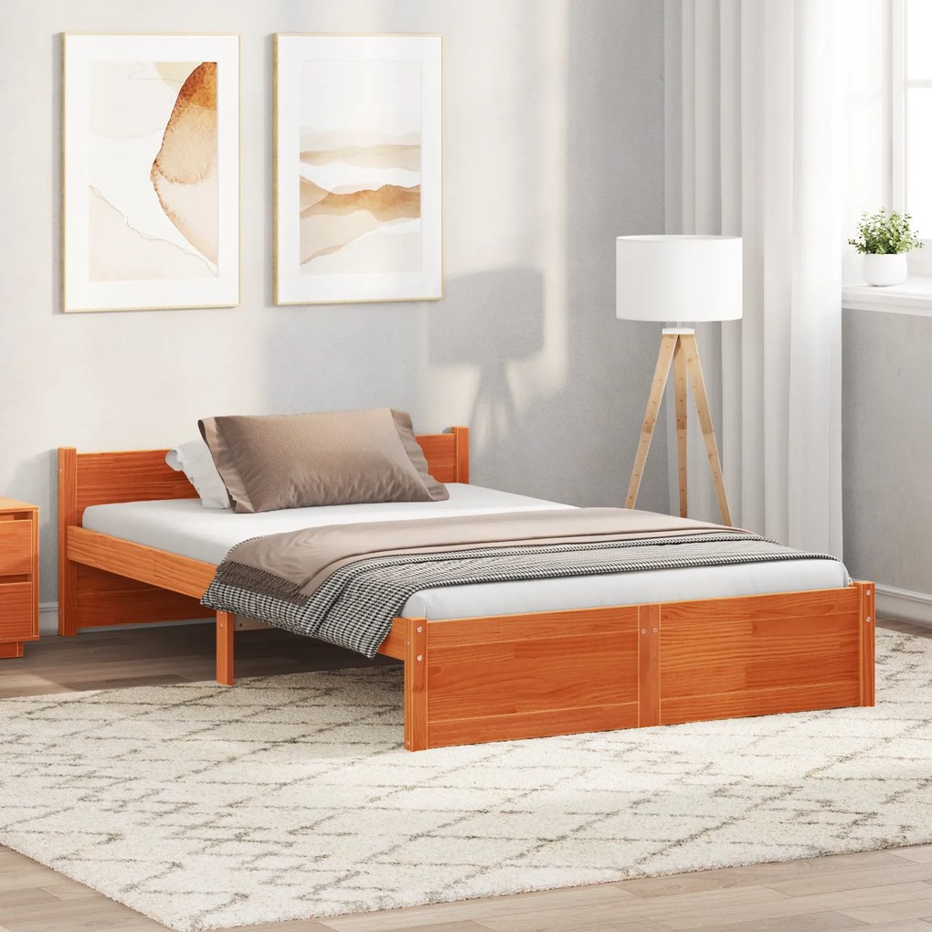 vidaXL Cadru de pat Maro ceruit 120 x 190 cm Lemn masiv de pin