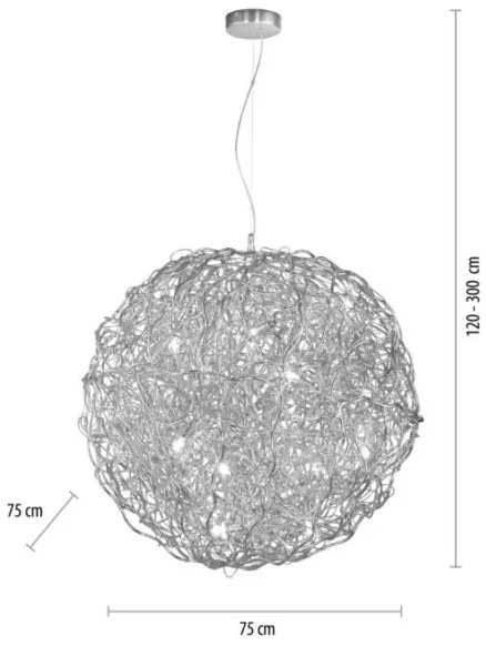 Paul Neuhaus 2019-21 - Candelabru suspendat pe cablu SAREA 15xG9/40W/230V argintiu