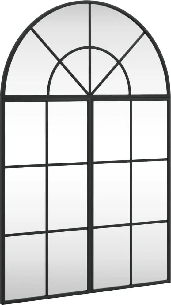 vidaXL Oglindă de perete, negru, 60x90 cm, arcuită, fier