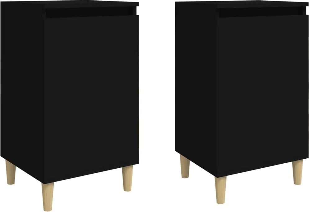 vidaXL Noptiere, 2 buc, negru, 40x35x70 cm, lemn prelucrat