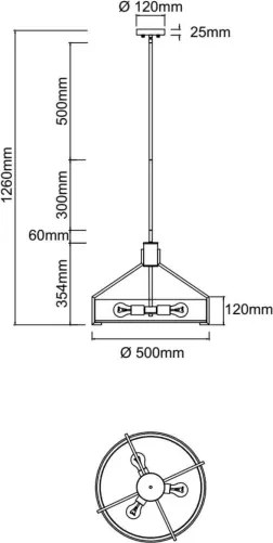 Open Design OR85624 - Lustru pe tijă DORETTO, 4 x E27, 15 W, 230 V, Ø 50 cm, crom mat/alb