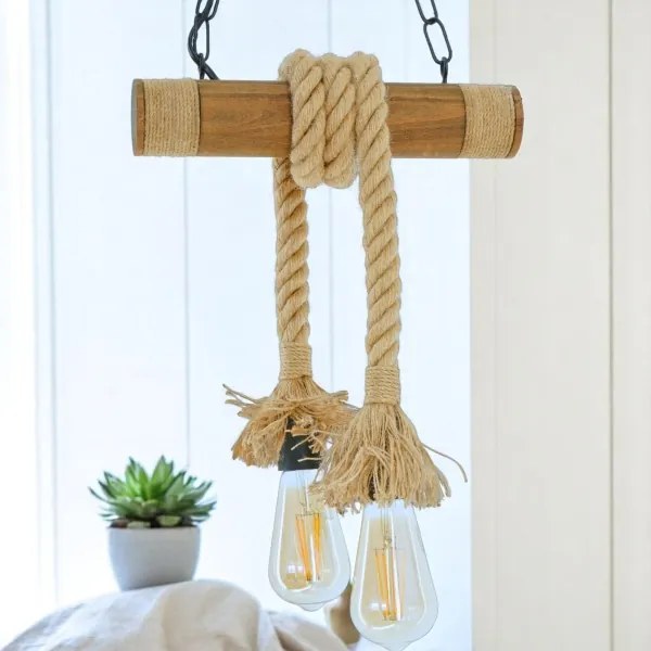 Lustră pe lanț KOS 2xE27/60W/230V fag