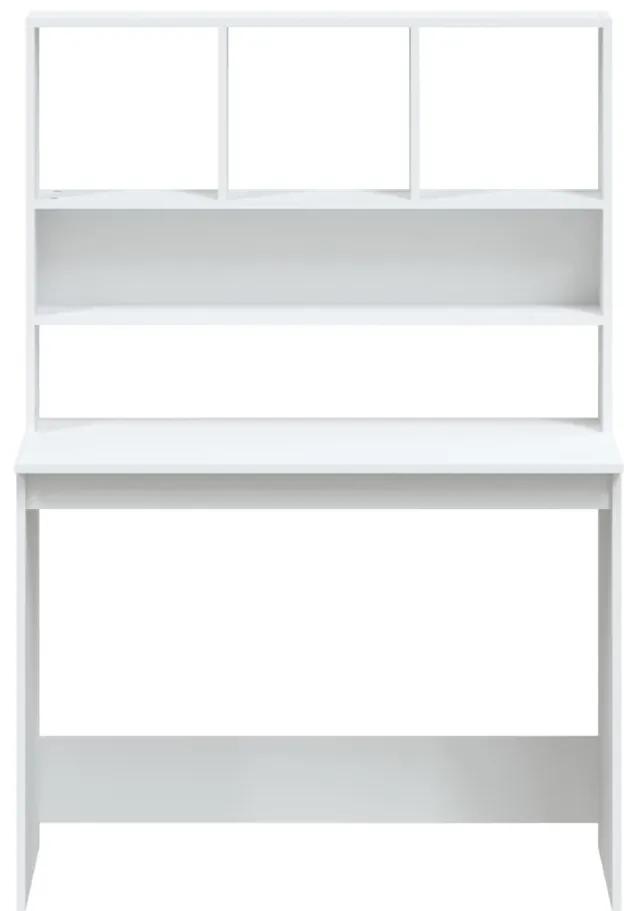 Birou cu rafturi, alb, 102x45x148 cm, lemn compozit