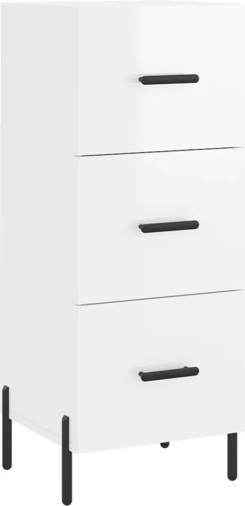 vidaXL Servantă, alb extralucios, 34,5x34x90 cm, lemn compozit