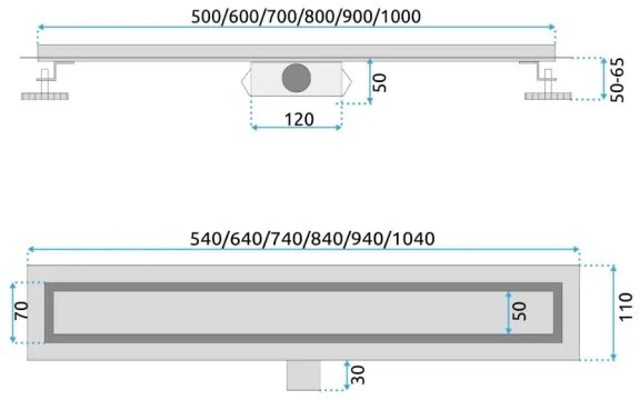 REA-G2562 - Rigolă de scurgere NEOX 70 cm, oțel inoxidabil/auriu