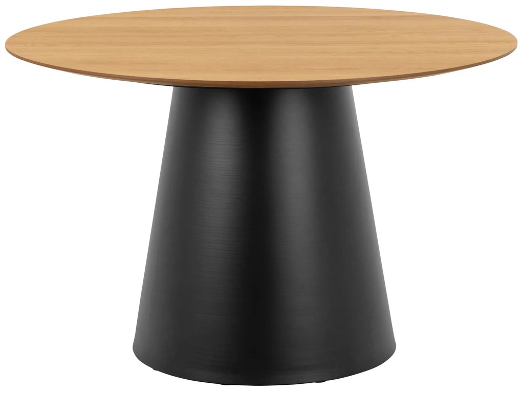 MAZZONI EXPORT BOSCO Stejar natural/picior negru - MASĂ ROTUNDĂ 120 cm PENTRU BUCĂTĂRIE SUFRAGERIE SALON FURNIR