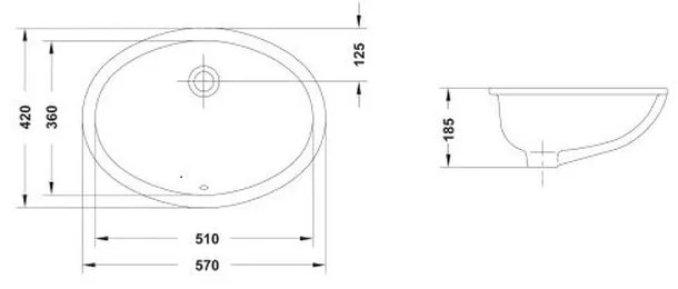 Lavoar incastrat alb 57 cm, oval, Gala Egeo