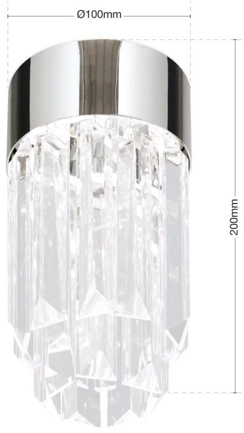 Plafoniera cu cristal K9 design elegant PRISM crom