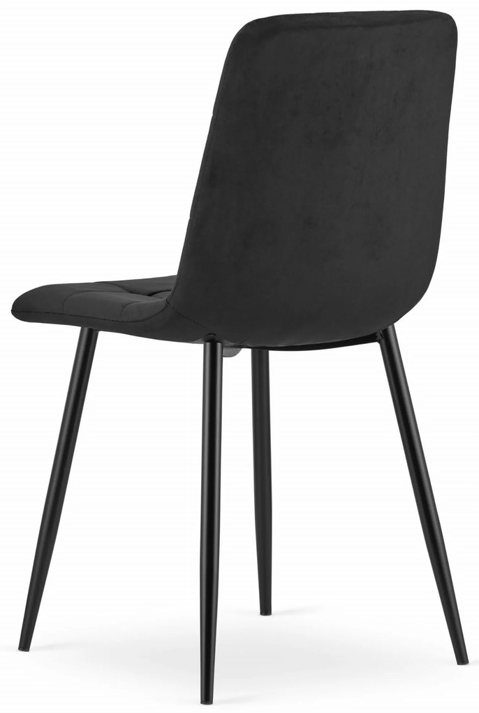 Scaun catifea negru KARA cu picioare negre