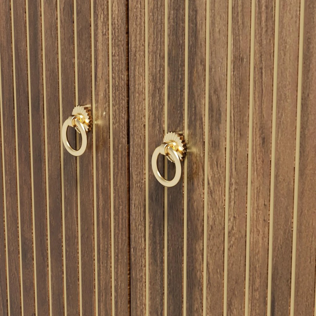 Bufet cu 4 uși, dulap de depozitare versatil pentru living, sufragerie, 147×40×80 cm, Culoare naturală