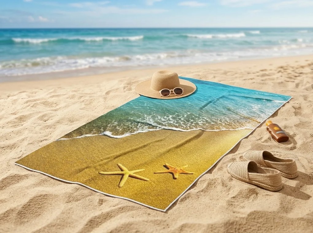 Prosop de plaja cu uscare rapida XL SOLMARE colorat 100 x 180 cm, 100% microfibra
