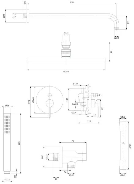 OMNIRES SYSY22XCR - Set duș cu baterie incastrată Y crom lucios