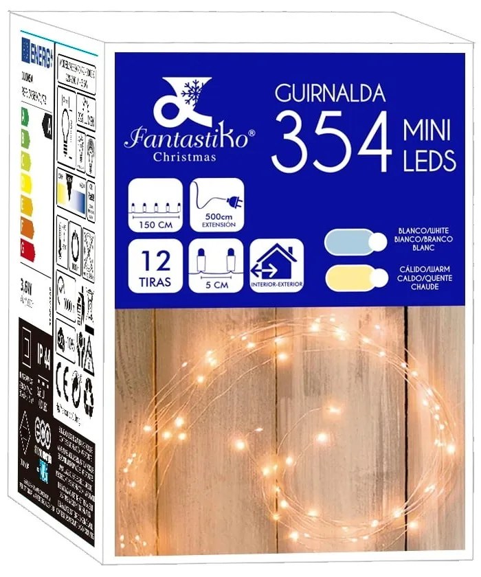 Instalație cu Micro-LED Casa Selección Metal, 354 de lumini, argintiu