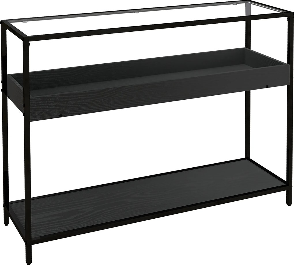 HOMCOM Masă consolă cu 2 rafturi, Masă de hol, Consolă de hol, Negru | Aosom Romania
