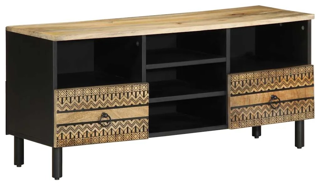 vidaXL Dulap TV, negru, 100x33,5x46 cm, lemn masiv de mango brut