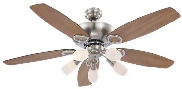 Candelabru Jerry 0337, cu ventilator, 5xE14, crom, nichel mat, IP20, Globo