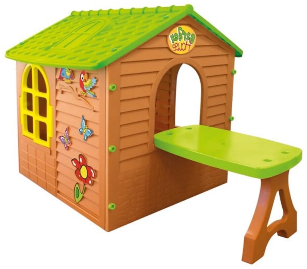 Casuta Copii cu Masuta exterioara NOVOKIDS™ Picnic House , Pentru casa si gradina, 180x120x121 cm, Ferestre si usa mobile, Plastic aditivat rezistent