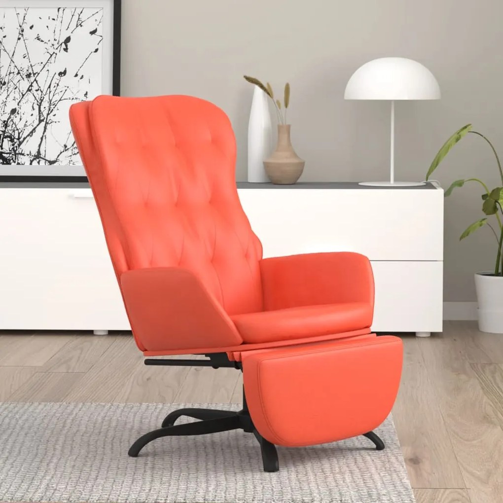 3097690 vidaXL Scaun de relaxare cu taburet, roșu, piele ecologică