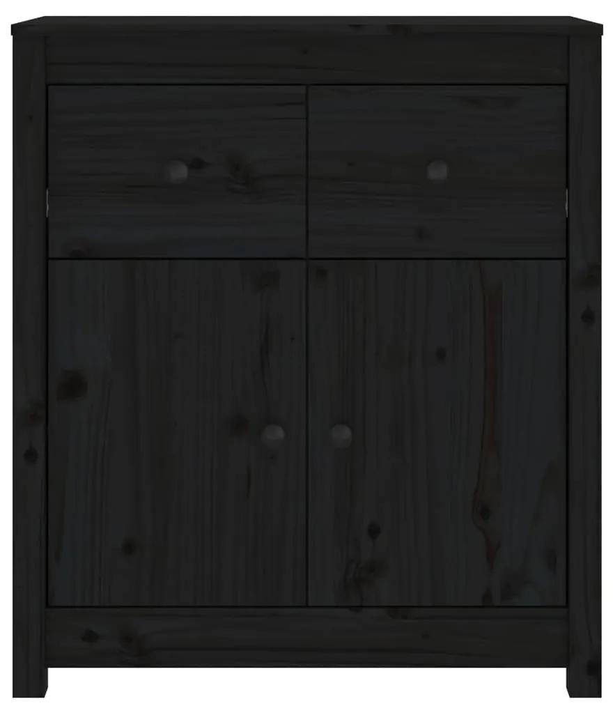 Servanta, negru, 70x35x80 cm, lemn masiv de pin 1, Negru, Servanta cu 2 usi