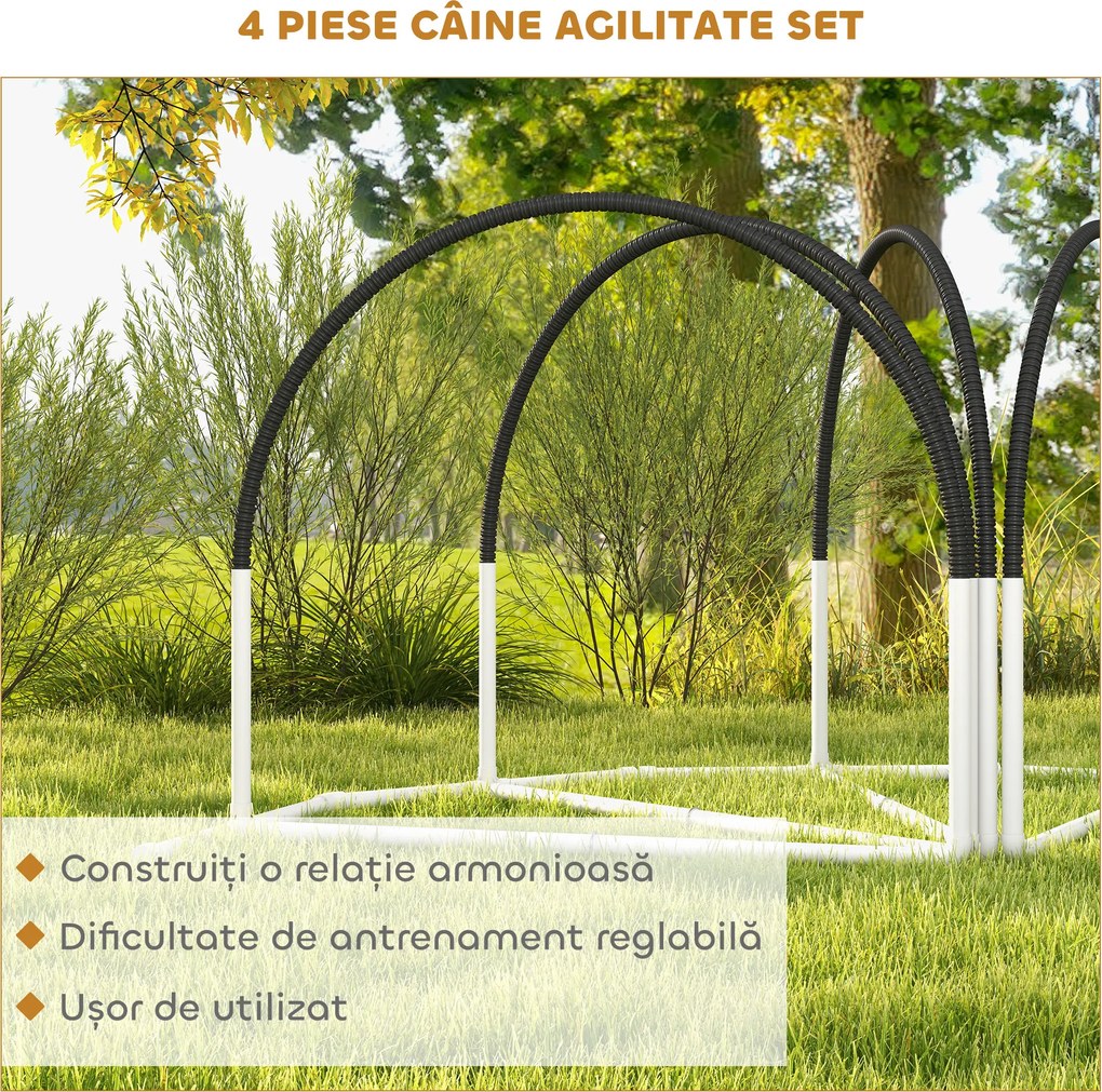 PawHut Kit de Antrenament cu Obstacole pentru Animale de Companie, Set Echipament de Agilitate pentru Câini, 89x69x99 cm, Portoccaliu | Aosom Romania