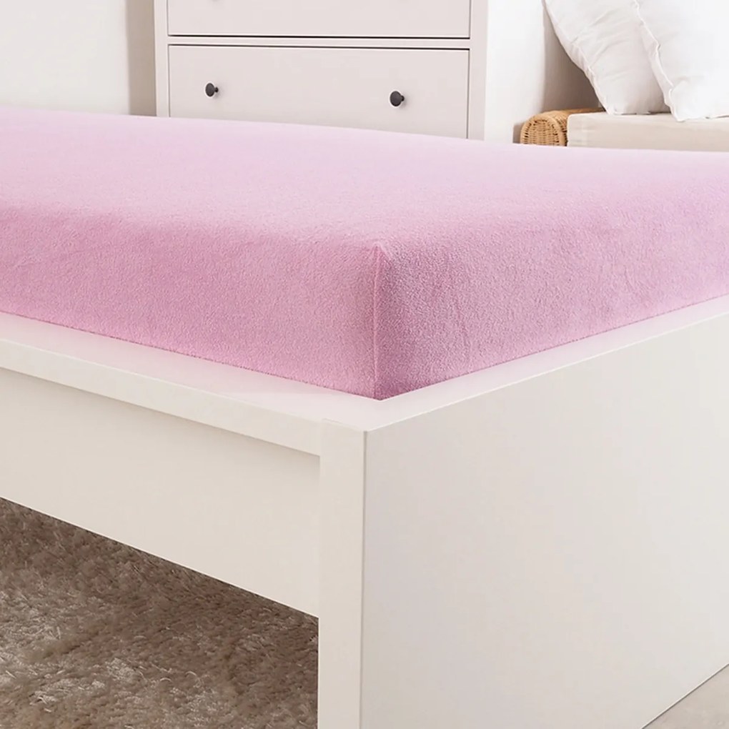 Cearșaf de pat 4Home din frotir Ideal roz , 60 x120 cm, 60 x 120 cm