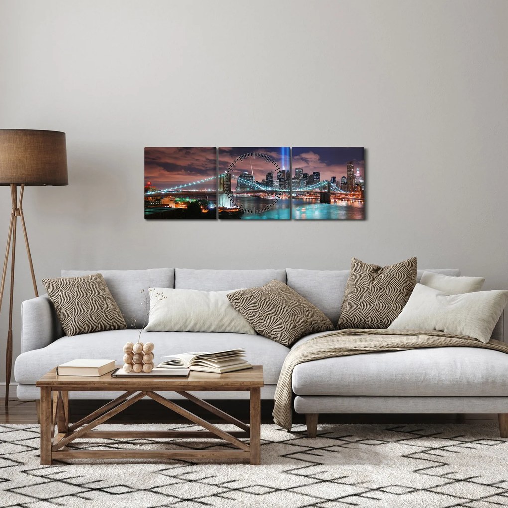 Tablou - New York, Manhattan (cu ceas) (90x30 cm)