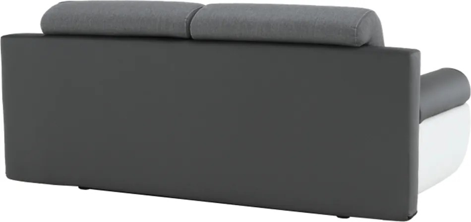 Canapea, piele ecologică alba+gri/material textil gri, KARDYN