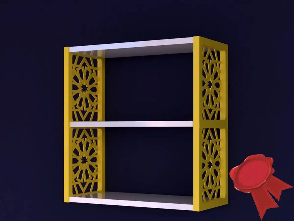 Raft de perete din PAL/PPE, Lulu Homs, alb-galben, 50 x 45 x 20 cm