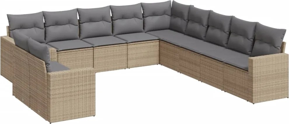 vidaXL Set canapele de grădină cu perne, 11 piese, bej, poliratan