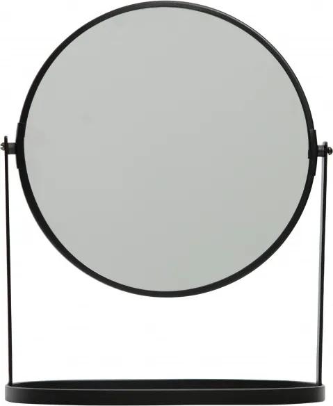 Oglinda rotunda cu rama din fier neagra Yentl, 32x25x14 cm