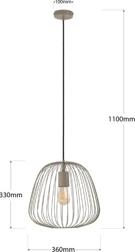 Candelabru pe cablu OVELLA, 1xE27/15W/230V, Ø36 cm, bej