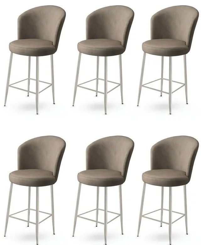Set de scaune de bar Fora Cappuccino și Chrome, 6buc., 6 buc.