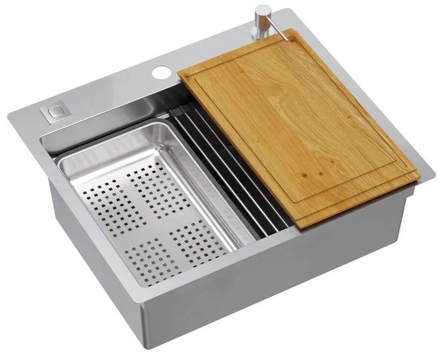 Statie de lucru incastrata Quadron Unique Burt 100 inox periat 58x49 cm