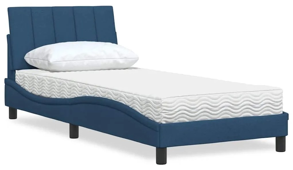 vidaXL Pat cu saltea, albastru, 80x200 cm, textil