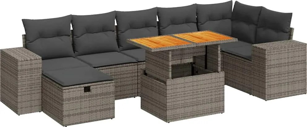 vidaXL Set canapea de grădină cu perne, 5 piese, poliratan/lemn acacia