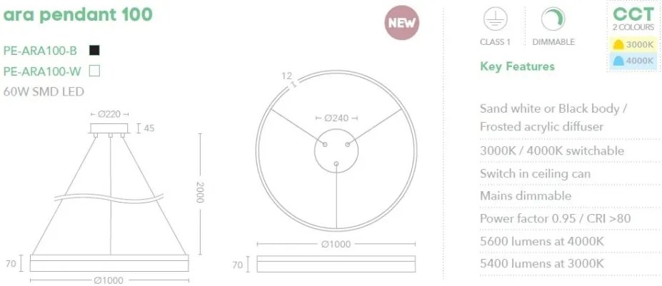 Lustra LED dimabila Ara 100cm