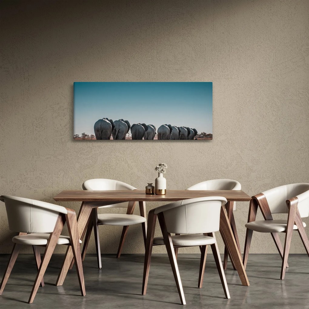 Tablou - Plecarea elefanților (120x50 cm)