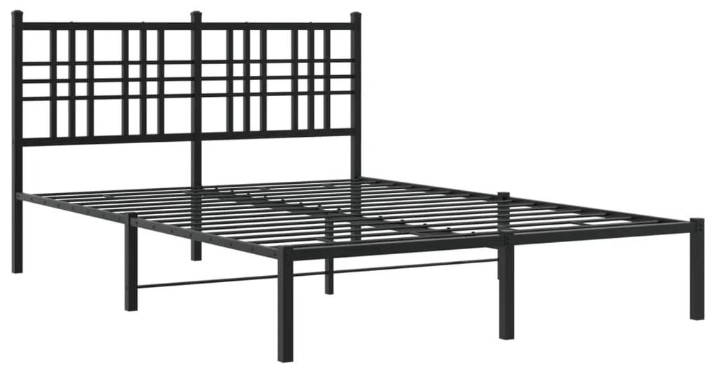 376324 vidaXL Cadru de pat metalic cu tăblie, negru, 140x190 cm
